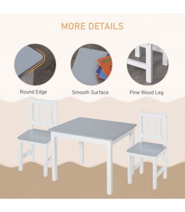 Kids Table and 2 Chairs Set 3 Pieces Toddler Multi-usage Desk Indoor HOMCOM