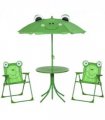 Metal Green Chair: 39L x 38W x 52Hcm Foldable Patio Kids Picnic Table 4-piece