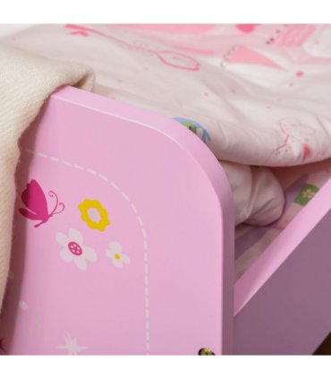 Kids Bed Princess Castle Theme w/ Side Rails Slats Home 3-6 Yrs Pink