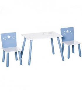 3 Pcs Kids Table & Chairs Dining Set Wood Legs Safe Corners Seating HOMCOM