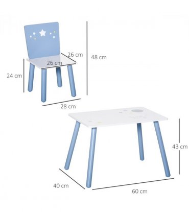 3 Pcs Kids Table & Chairs Dining Set Wood Legs Safe Corners Seating HOMCOM
