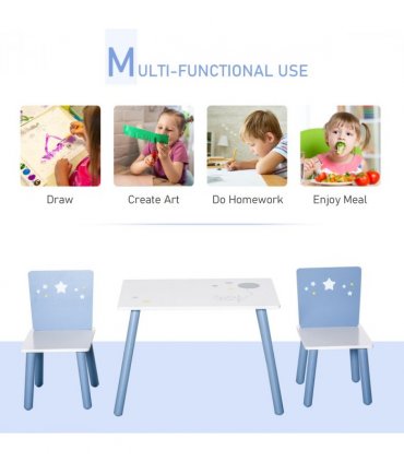 3 Pcs Kids Table & Chairs Dining Set Wood Legs Safe Corners Seating HOMCOM