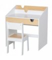 Kids Desk and Chair Set White MDF Children Study Table with Storage