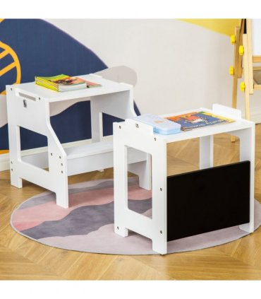2 in 1 Kids Kitchen Step Stool Helper with Safety Rail Learning Tower