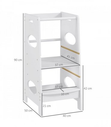 Kids Step Stool Toddler Kitchen Stool w/ Adjustable Standing Platform