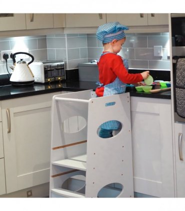Kids Step Stool Toddler Kitchen Stool w/ Adjustable Standing Platform