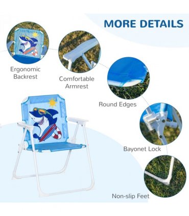 Kids Foldable Four-Piece Garden Set w/ Table, Chairs, Umbrella - Blue