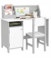 Two-Piece Childrens Table and Chair Set w/ Whiteboard Storage - Grey
