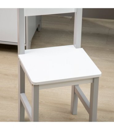 Two-Piece Childrens Table and Chair Set w/ Whiteboard Storage - Grey