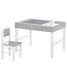Kids Table and Chair Set Toddler Desk and Chair Set w/ Storage - Grey