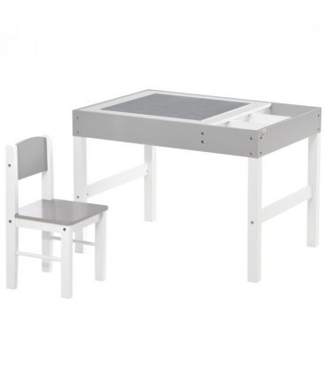 Kids Table and Chair Set Toddler Desk and Chair Set w/ Storage - Grey