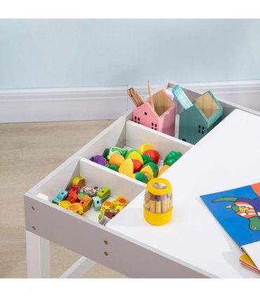 Kids Table and Chair Set Toddler Desk and Chair Set w/ Storage - Grey