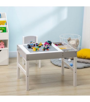 Kids Table and Chair Set Toddler Desk and Chair Set w/ Storage - Grey