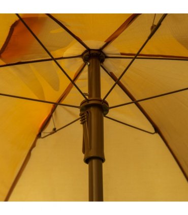 Garden Set Kids Foldable Four-Piece Table Chairs Umbrella Brown Metal