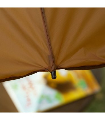 Garden Set Kids Foldable Four-Piece Table Chairs Umbrella Brown Metal