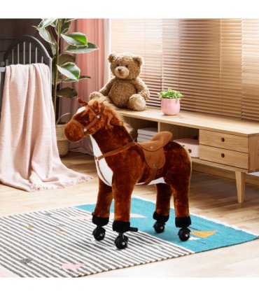 Child Boys Walking Horse Riding Toy Plush Walk Pony Wheels Sound