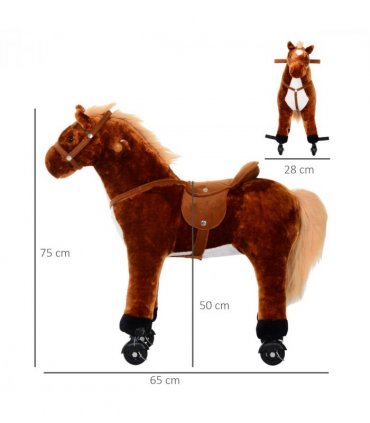 Child Boys Walking Horse Riding Toy Plush Walk Pony Wheels Sound
