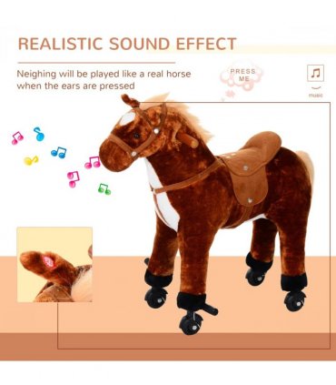 Child Boys Walking Horse Riding Toy Plush Walk Pony Wheels Sound