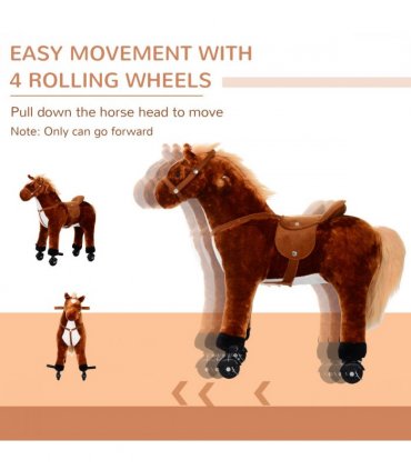Child Boys Walking Horse Riding Toy Plush Walk Pony Wheels Sound