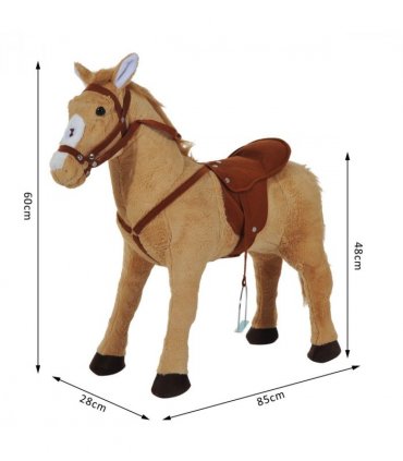 Children Standing Horse Plush Soft Ride On Toy Pony Beige Plush Material