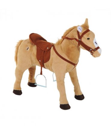 Children Standing Horse Plush Soft Ride On Toy Pony Beige Plush Material