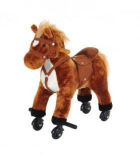 Rocking Horse Ride on Rocker Children Plush Toy Wooden Horse Sound HOMCOM