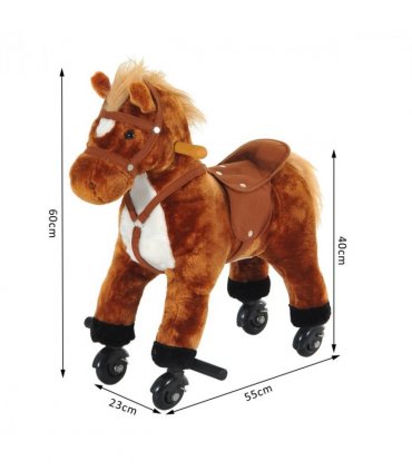 Rocking Horse Ride on Rocker Children Plush Toy Wooden Horse Sound HOMCOM