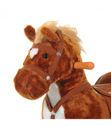 Rocking Horse Ride on Rocker Children Plush Toy Wooden Horse Sound HOMCOM