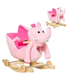 Rocking Horse Pink 60L x 35W x 45H cm 2-in-1 Baby Ride On Elephant
