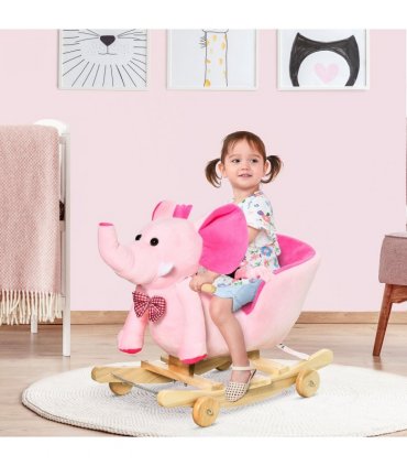 Rocking Horse Pink 60L x 35W x 45H cm 2-in-1 Baby Ride On Elephant