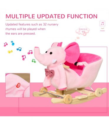 Rocking Horse Pink 60L x 35W x 45H cm 2-in-1 Baby Ride On Elephant