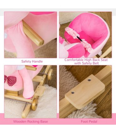 Rocking Horse Pink 60L x 35W x 45H cm 2-in-1 Baby Ride On Elephant