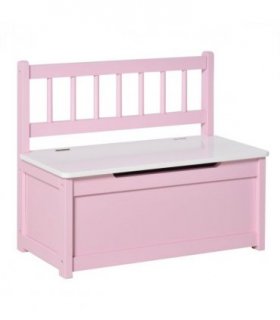 2-in-1 Wooden Toy Box Kids Seat Bench Storage Chest w/ Pneumatic Rod