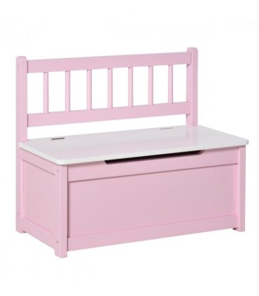 2-in-1 Wooden Toy Box Kids Seat Bench Storage Chest w/ Pneumatic Rod