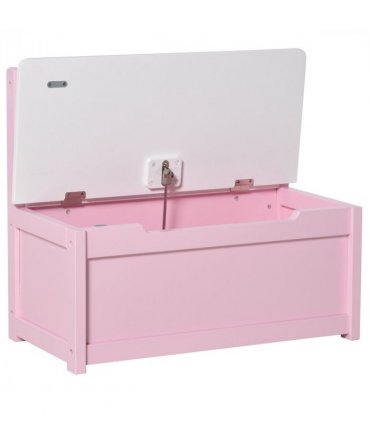 2-in-1 Wooden Toy Box Kids Seat Bench Storage Chest w/ Pneumatic Rod