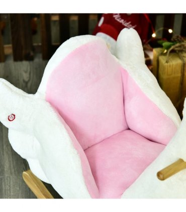 Kids Ride On Swan Toy Rocking Horse Plush White Light Pink Black Wood