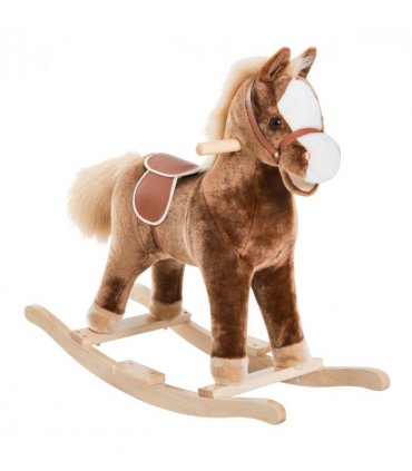 Kids Rocking Horse Wooden Plush Children Ride On Toy Rocker Baby Gift HOMCOM