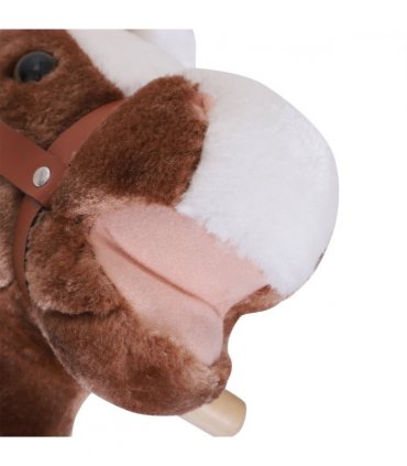 Kids Rocking Horse Wooden Plush Children Ride On Toy Rocker Baby Gift HOMCOM