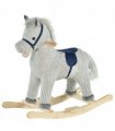 Children's Rocking Horse Ride-On Grey Wood Base Handlebars 64H x 73L x 35Wcm