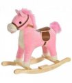 Kids Plush Rocking Horse w/ Moving Mouth Tail Sounds 18-36 Months Pink HOMCOM