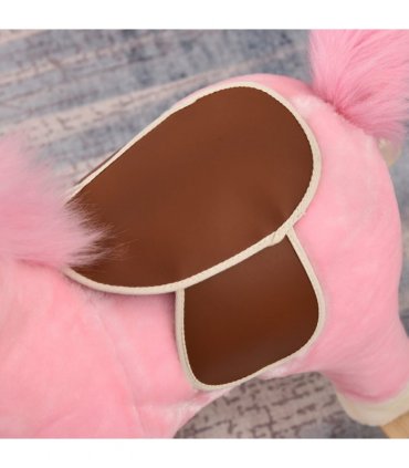 Kids Plush Rocking Horse w/ Moving Mouth Tail Sounds 18-36 Months Pink HOMCOM