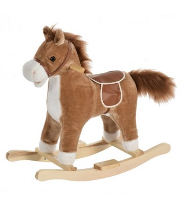 Kids Plush Rocking Horse w/ Moving Mouth Tail Sounds 18-36 Months Brown