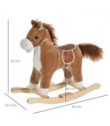 Kids Plush Rocking Horse w/ Moving Mouth Tail Sounds 18-36 Months Brown