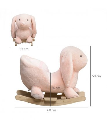 Cute Kids Ride-On Rocking Rabbit Sound Handlebars Seat Belt Plush Body HOMCOM