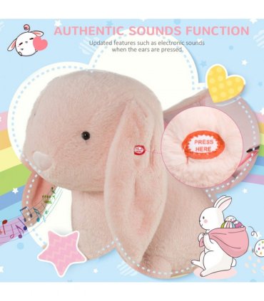 Cute Kids Ride-On Rocking Rabbit Sound Handlebars Seat Belt Plush Body HOMCOM