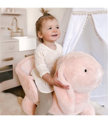 Cute Kids Ride-On Rocking Rabbit Sound Handlebars Seat Belt Plush Body HOMCOM