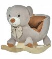 Kids Rocking Bear Plush Ride On Seat Sound Button Wood Base Seat Belt HOMCOM