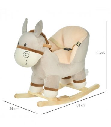 Metal Grey Cute Kids Ride-On Rocking Donkey Sound Handlebars Seat Belt