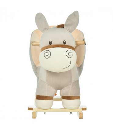 Metal Grey Cute Kids Ride-On Rocking Donkey Sound Handlebars Seat Belt