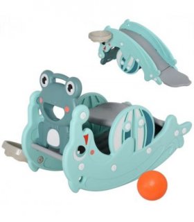 3-in-1 Baby Rocking Horse Portable Slide Basketball Hoop, Age 3-5 HOMCOM